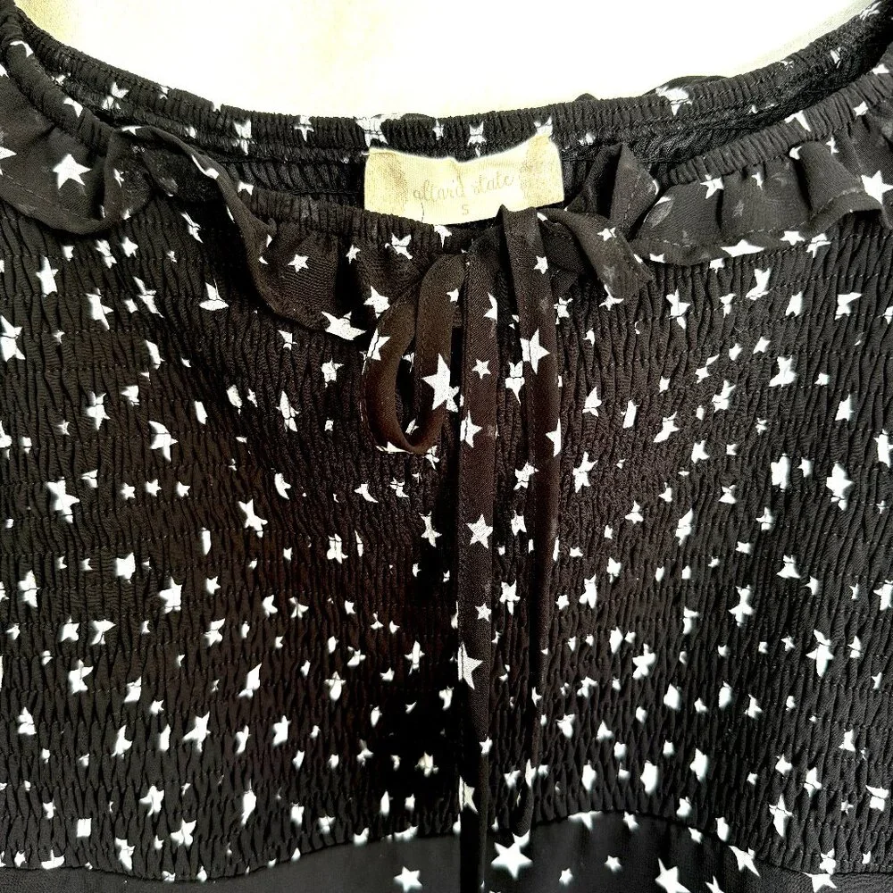 Altar'd State Long Sleeve Fit & Flare Ruffle Hem Star Dress - Picture 3 of 9